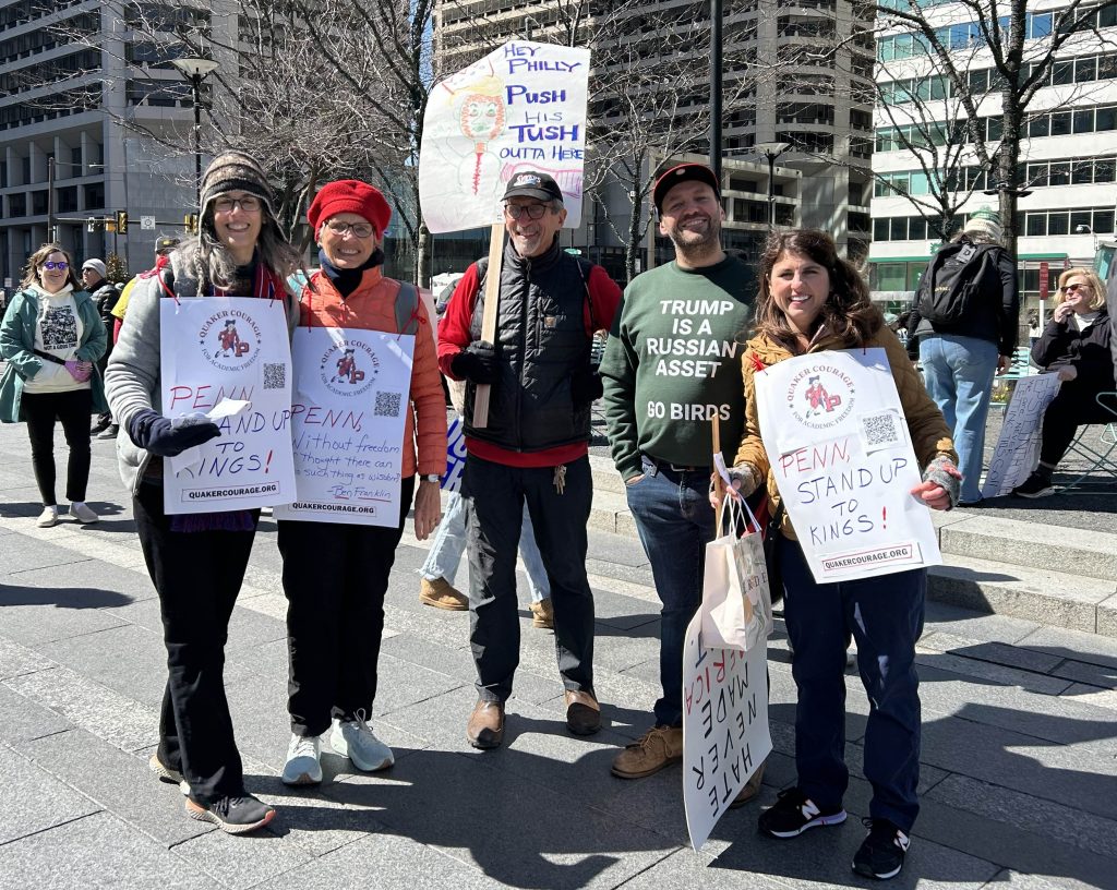 Quaker Courage members at No Kings 3 in Philadelphia. March 28, 2026.